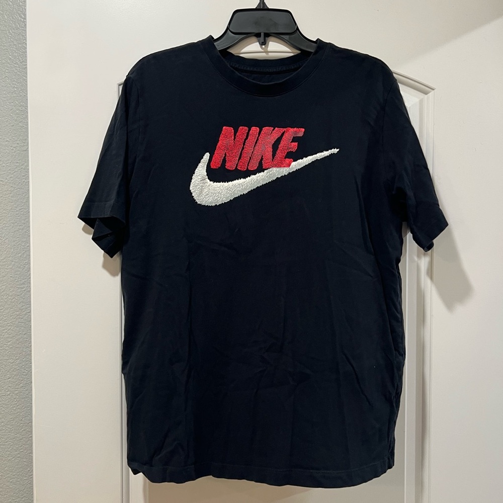 Nike Men's Black Tee with Red and White Logo